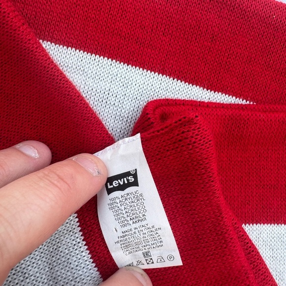 Levi's Bold Red and White Knit Scarf - Picture 2 of 2